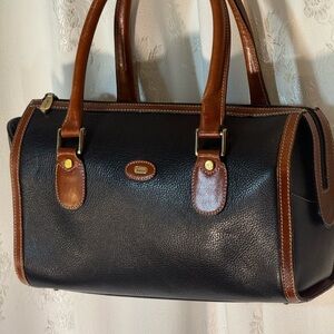 Leather Two-Tone Black and Brown Men's Satchel Bag